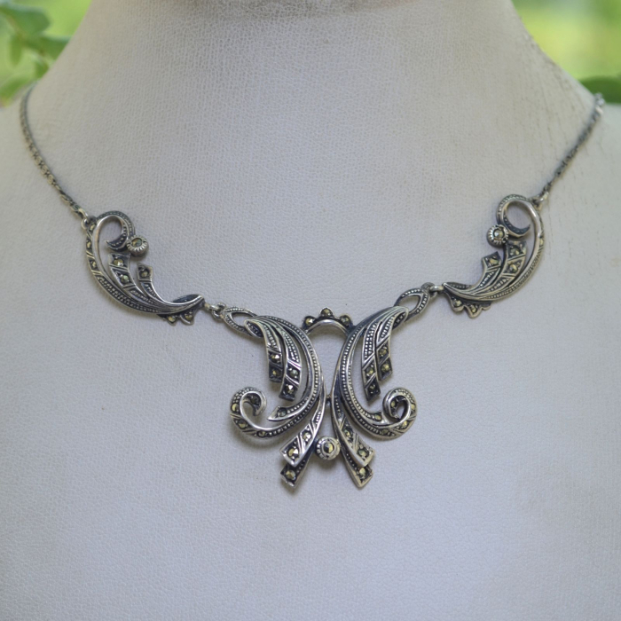 Colier argint vechi cu marcasite, atelier german A Vintage Collection [4]