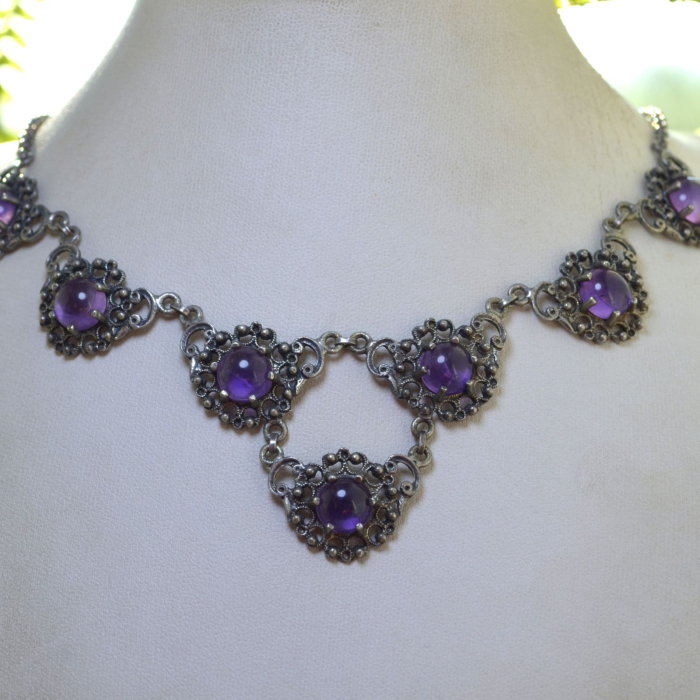 Colier argint vechi, model Princess, estetica Baroque [4]