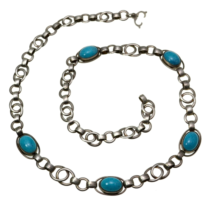 Colier argint vintage Amazonite design art deco [1]