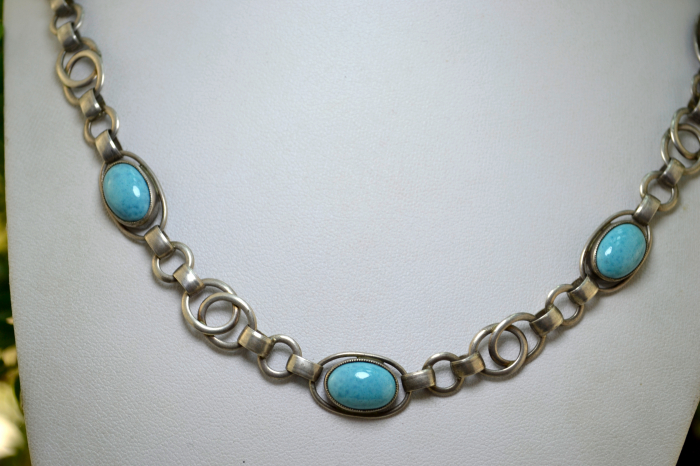 Colier argint vintage Amazonite design art deco [2]