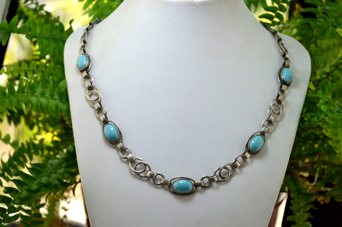 Colier argint vintage Amazonite design art deco [4]