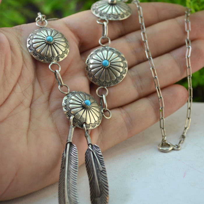 Colier argint vintage Concho Southwestern, semnata Carlos A Vintage Collection [2]