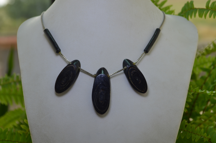 Colier argint vintage, Coral negru [4]