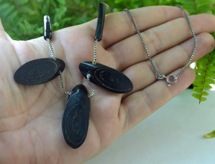 Colier argint vintage, Coral negru [2]