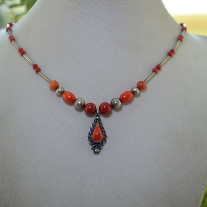 Colier argint vintage cu coral, Boho Chic A Vintage Collection [4]