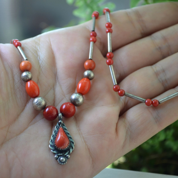 Colier argint vintage cu coral, Boho Chic A Vintage Collection [2]