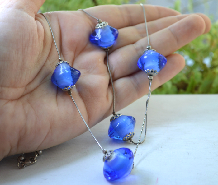 Colier argint vintage cu sticla Murano Blue Royal A Vintage Collection [2]