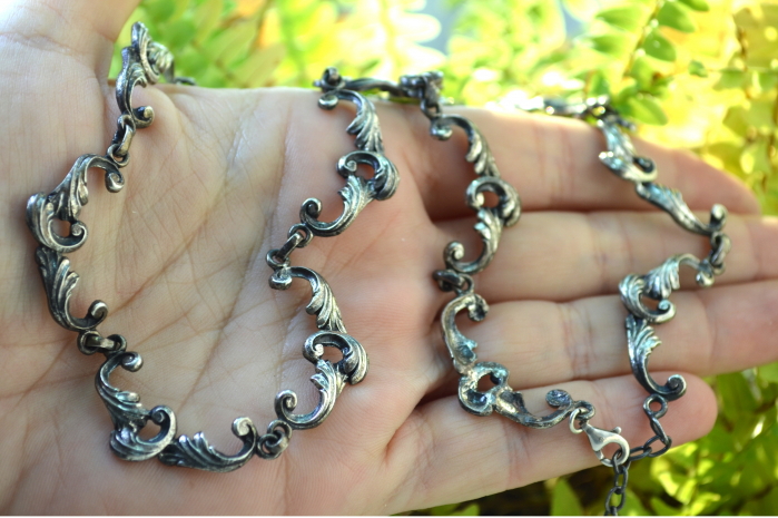 Colier argint vintage, estetica Rocaille [2]