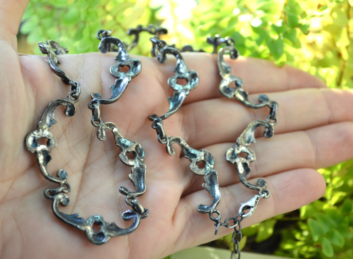 Colier argint vintage, estetica Rocaille [3]