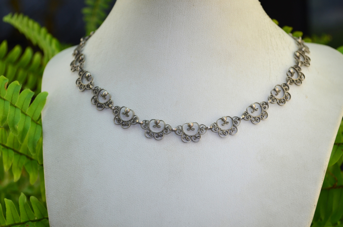 Colier argint vintage, filigran, atelier german [4]