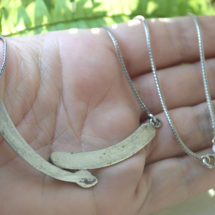 Colier argint vintage, granat, model Snake [4]