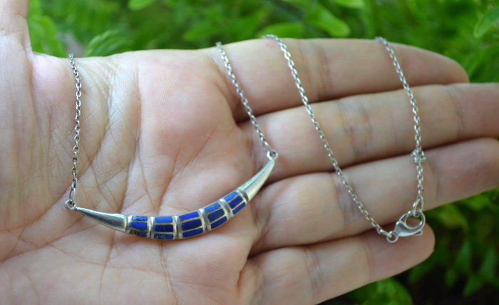 Colier argint vintage, intarsii Lapis lazuli [2]