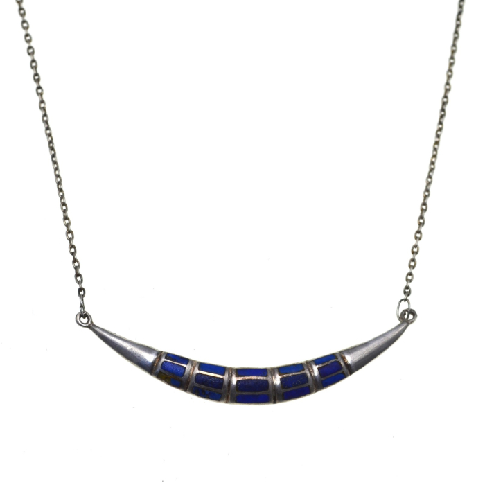 Colier argint vintage, intarsii Lapis lazuli [1]