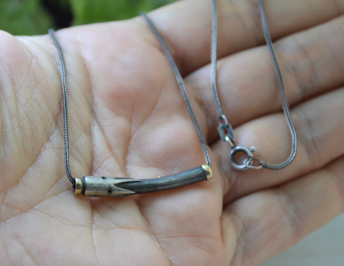 Colier argint vintage minimalist cu accente aurite A Vintage Collection [3]