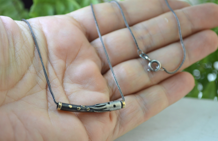 Colier argint vintage minimalist cu accente aurite A Vintage Collection [2]