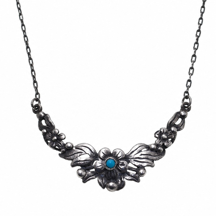 Colier argint vintage, turcoaz si motive florale A Vintage Collection [1]