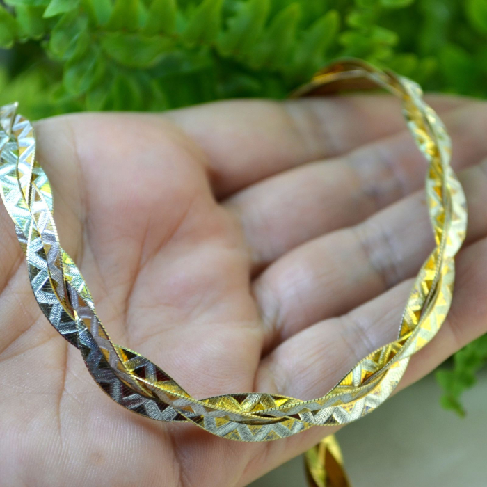 Colier din argint placat aur, model impletit Snake [2]