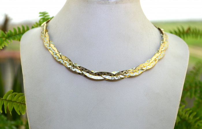 Colier din argint placat aur, model impletit Snake [4]