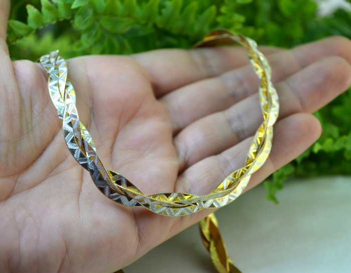 Colier din argint placat aur, model impletit Snake [3]