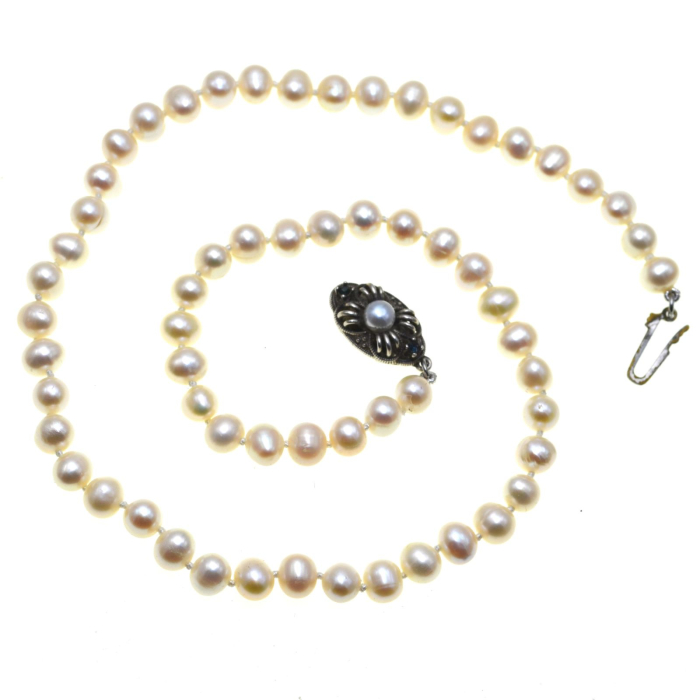 Colier perle naturale Baroque inchizatoare argint vintage [2]