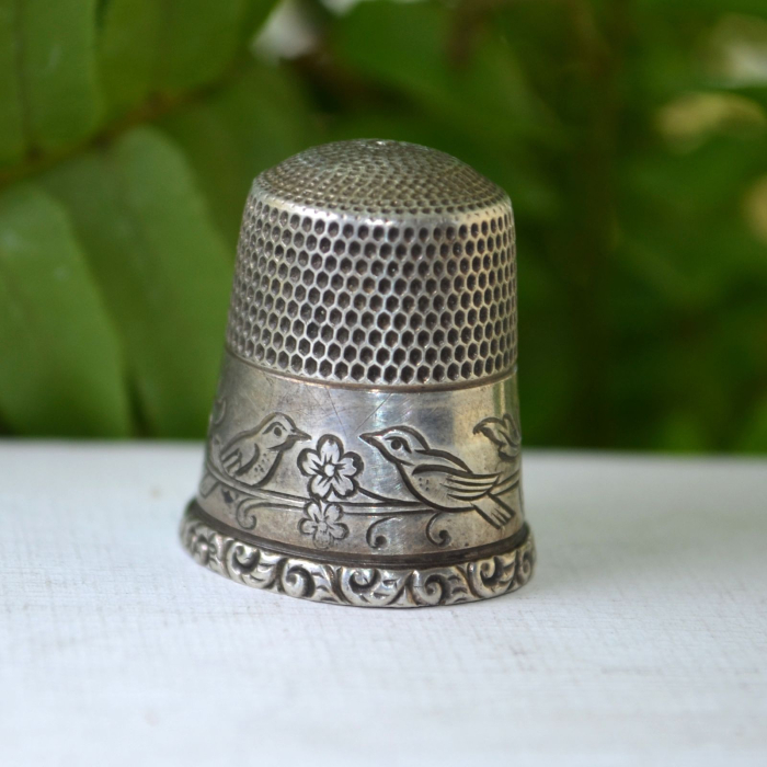 Degetar argint antic victorian cu pasari si flori A Vintage Collection [3]