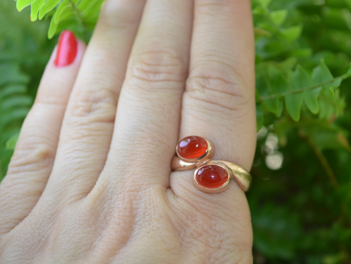 Inel argint aurit, Carneol, La Luna Design [2]