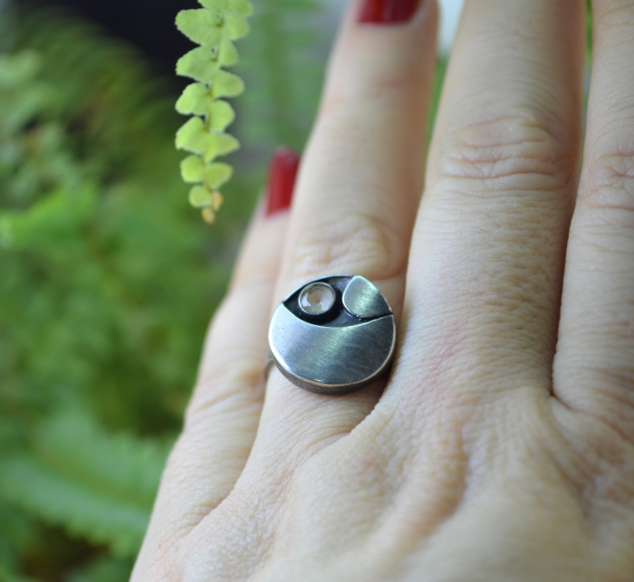 Inel argint finlandez, Rock crystal, semnat KJP Nordform A Vintage Collection [3]