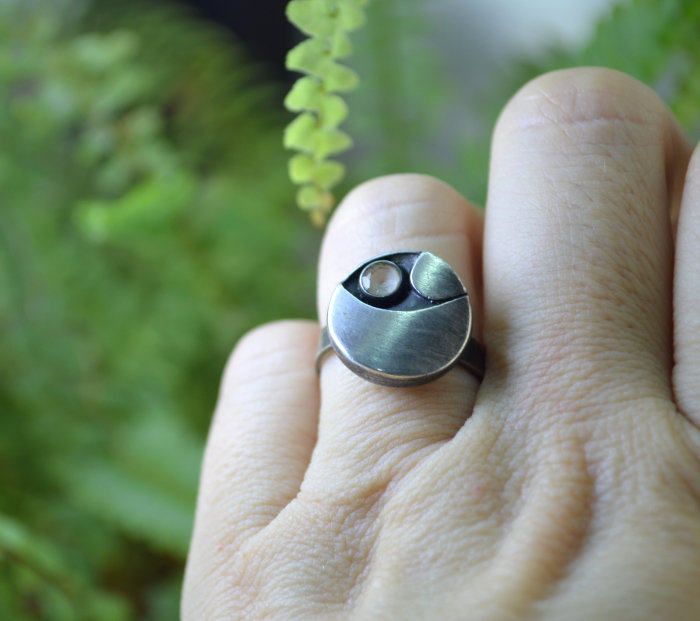 Inel argint finlandez, Rock crystal, semnat KJP Nordform A Vintage Collection [2]