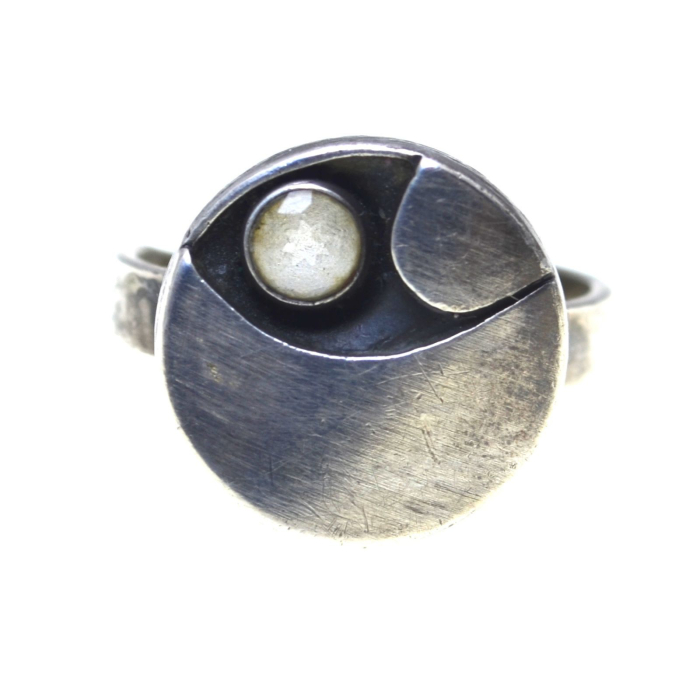 Inel argint finlandez, Rock crystal, semnat KJP Nordform A Vintage Collection [1]