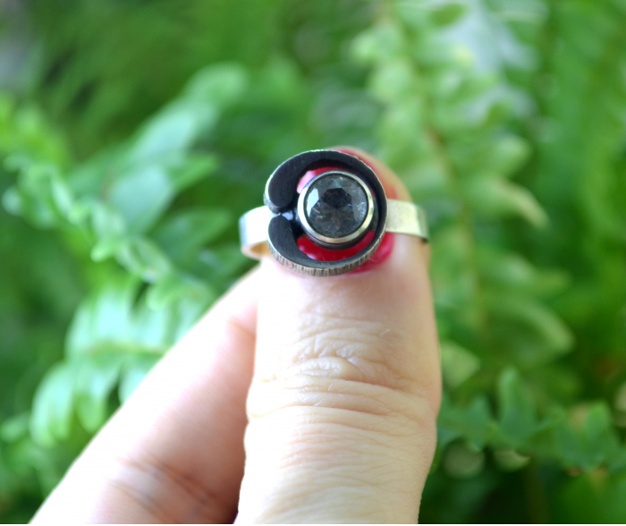 Inel argint finlandez vintage, Rock crystal, semnat [4]