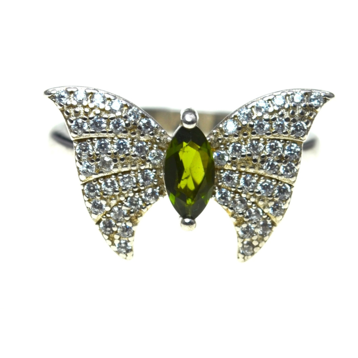 Inel argint "Fluture", Diopsid si cristale CZ [1]