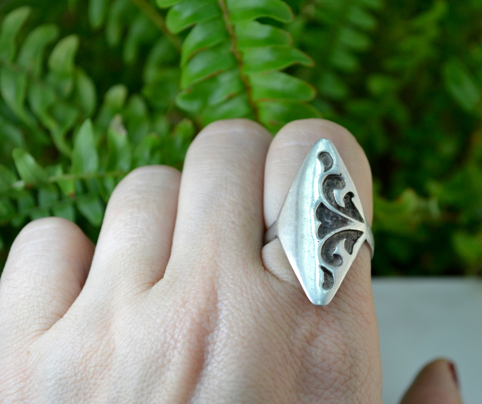 Inel argint masiv model statement bogat decorat belle epoque [3]