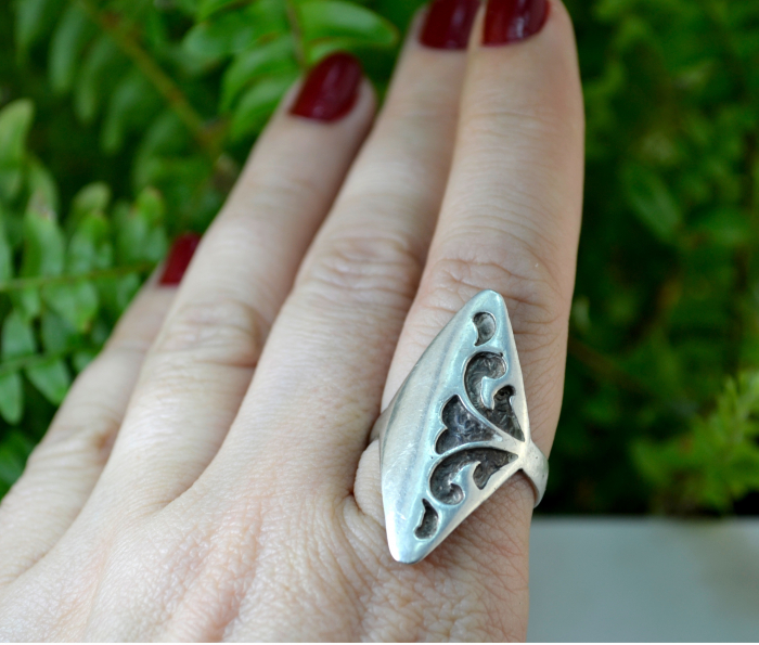 Inel argint masiv model statement bogat decorat belle epoque [2]