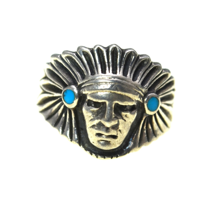 Inel argint masiv, model "Cap de sef indian" [1]
