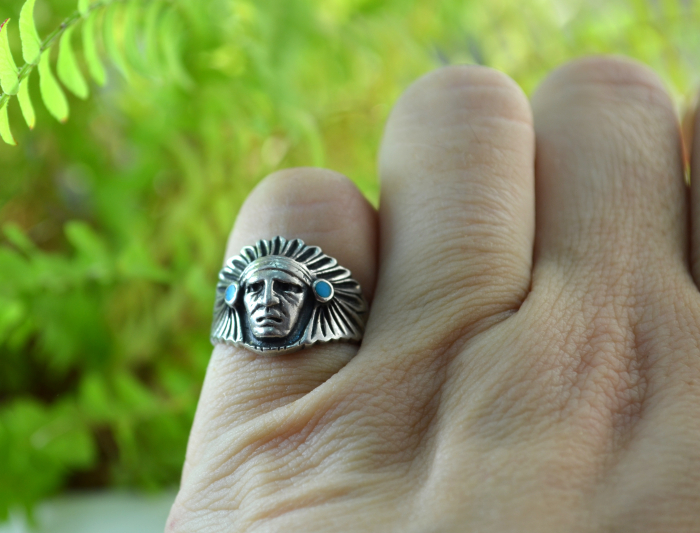Inel argint masiv, model "Cap de sef indian" [2]