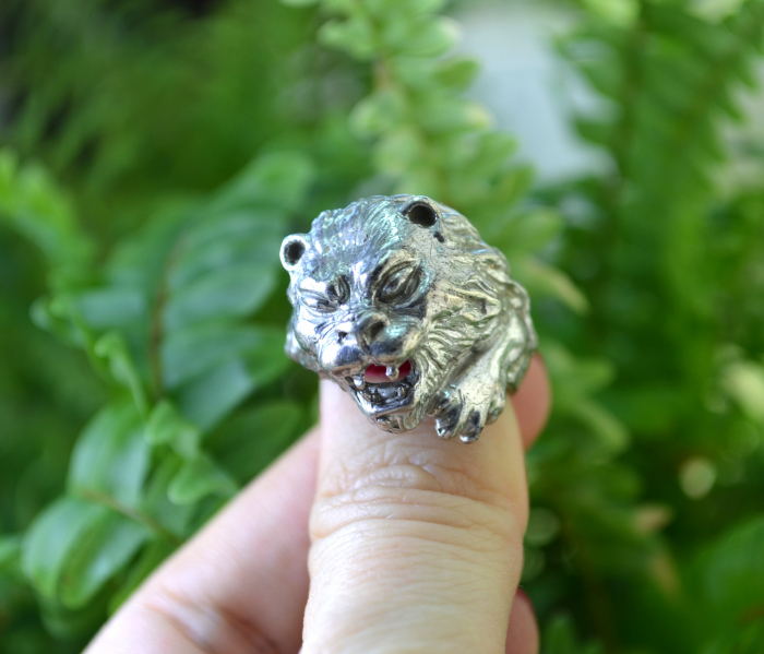 Inel argint masiv vintage "Cap de tigru" [4]