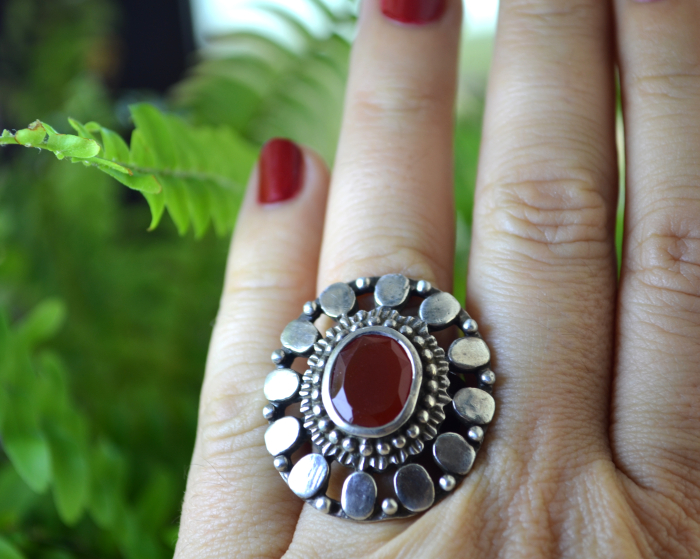 Inel argint masiv vintage indian, Carnelian [2]