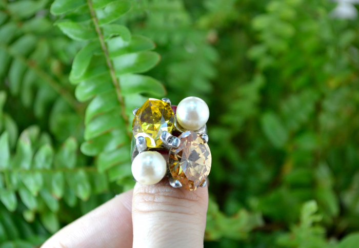 Inel argint masiv vintage Cocktail, perle si Citrine CZ [2]