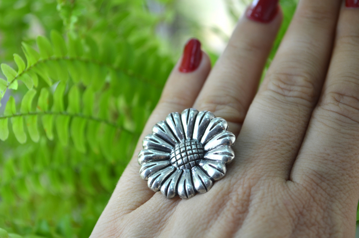 Inel argint masiv vintage model Daisy design danez [3]