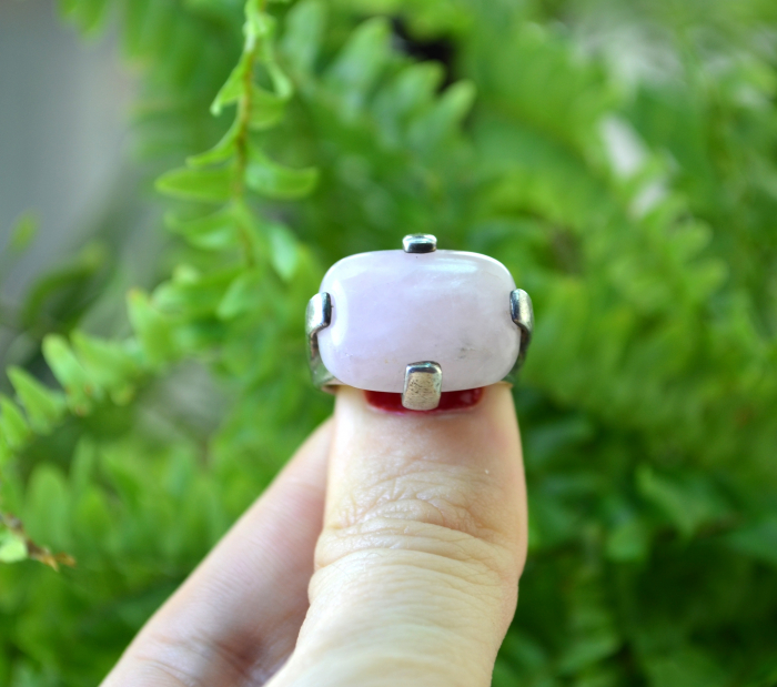 Inel argint masiv vintage, Pink Quartz [4]