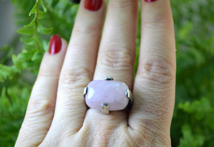 Inel argint masiv vintage, Pink Quartz [3]