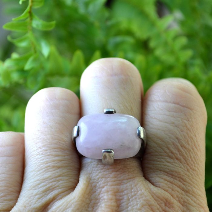Inel argint masiv vintage, Pink Quartz [3]