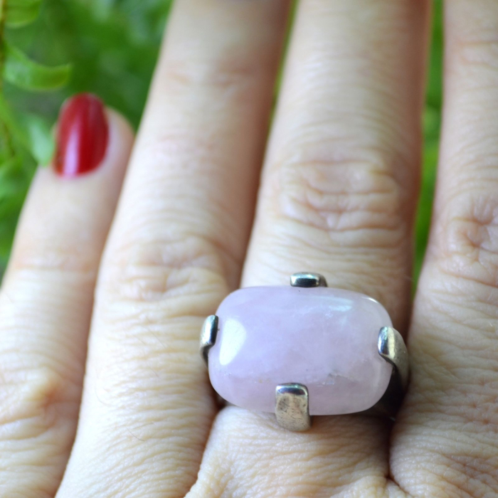 Inel argint masiv vintage, Pink Quartz [2]