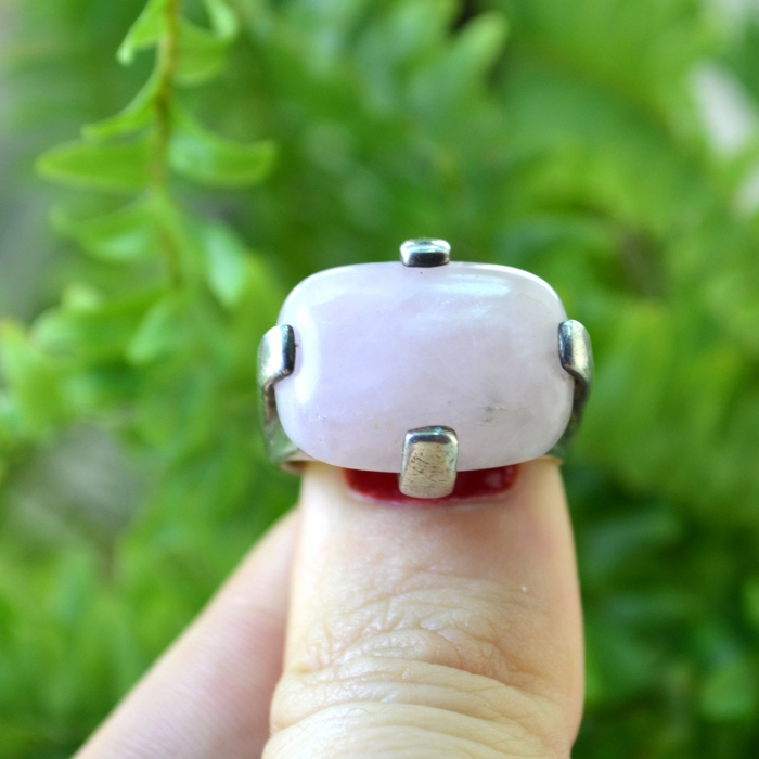 Inel argint masiv vintage, Pink Quartz [4]