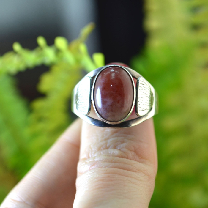 Inel argint Mid-Century, Strawberry Quartz, semnat [4]