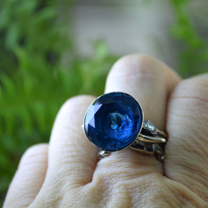 Inel argint modernist, Blue Crystal A Vintage Collection [4]