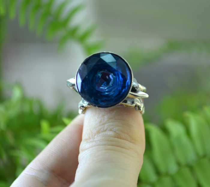 Inel argint modernist, Blue Crystal A Vintage Collection [2]