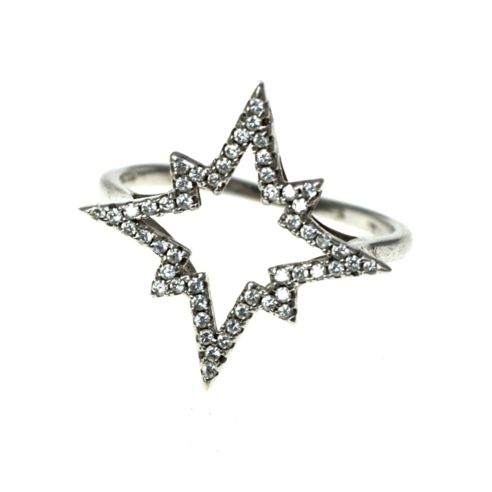 Inel argint modernist model Steaua Nordului cristale cubic zirconia [1]