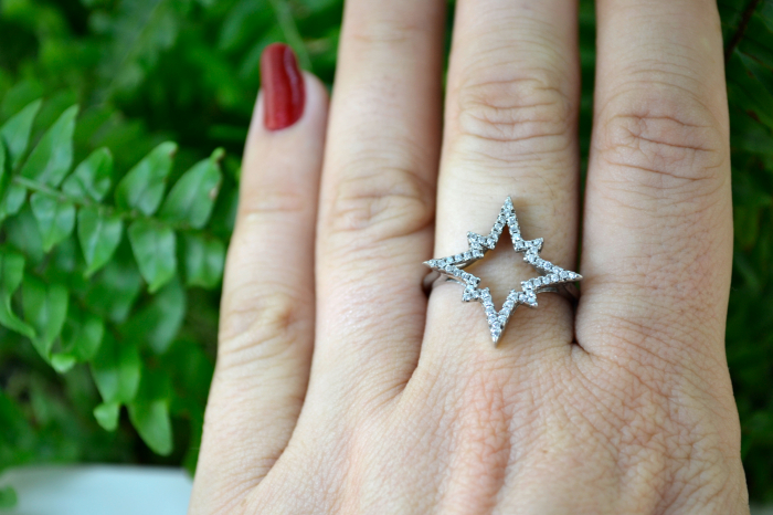 Inel argint modernist model Steaua Nordului cristale cubic zirconia [4]