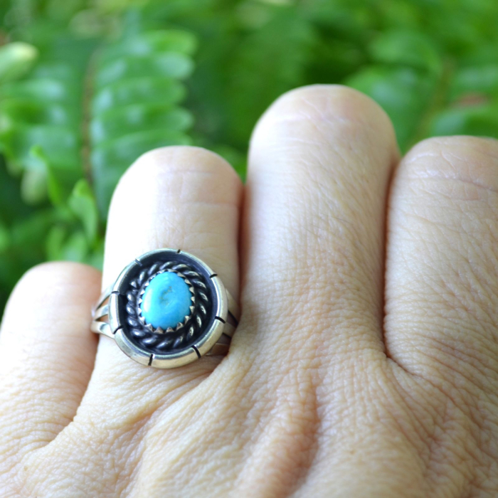 Inel argint Navajo vintage, turcoaz natural Kingman [3]